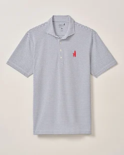 Custom Surfer Logo Performance Mesh Polo - Stetson Stripe