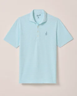 Custom Surfer Logo Performance Mesh Polo - Stetson Stripe