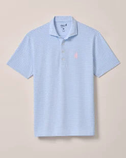 Custom Surfer Logo Performance Mesh Polo - Stetson Stripe