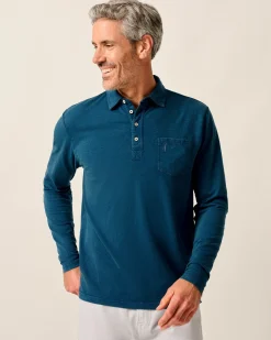 Long Sleeve Original 4-Button Polo - Coastal Wash