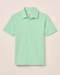 Performance Mesh Jr. Polo - Hunter Stripe